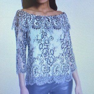 WHITE HOUSE BLACK MARKET Women's Dressy Overlay Lace Top - Size XL